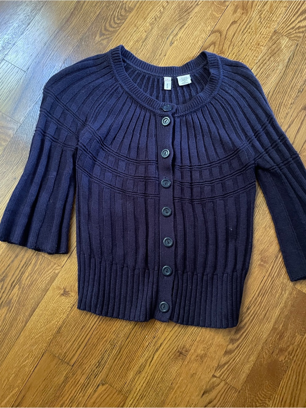 Anthropologie Moth Blue Ribbed Cardigan- XS